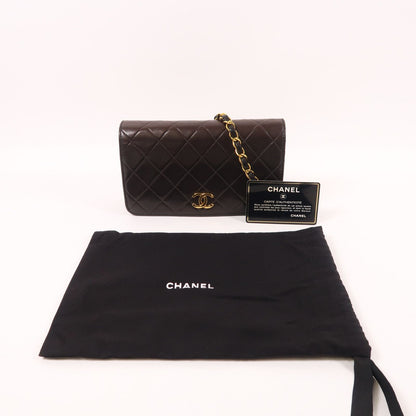 Chanel Black Sheepskin Leather Vintage Chain Shoulder Golden Chain Shoulder Back Bag Lambskin (sheep