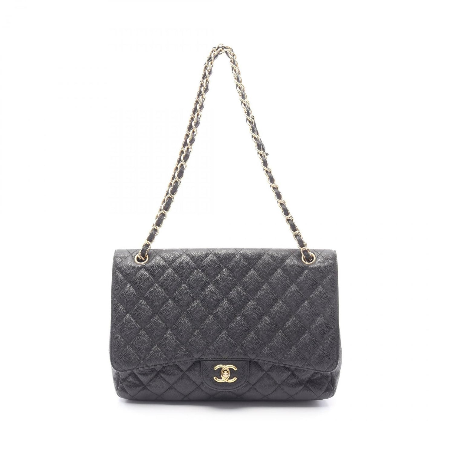 Chanel Black Big Matelasse 34 Shoulder Bag Calfskin (cowhide)