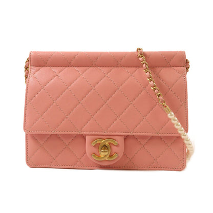 Chanel Pink Cowhide Leather Chain Shoulder Golden Shoulder Bag Powder Red Shoulder Bag Calfskin (cowhide)