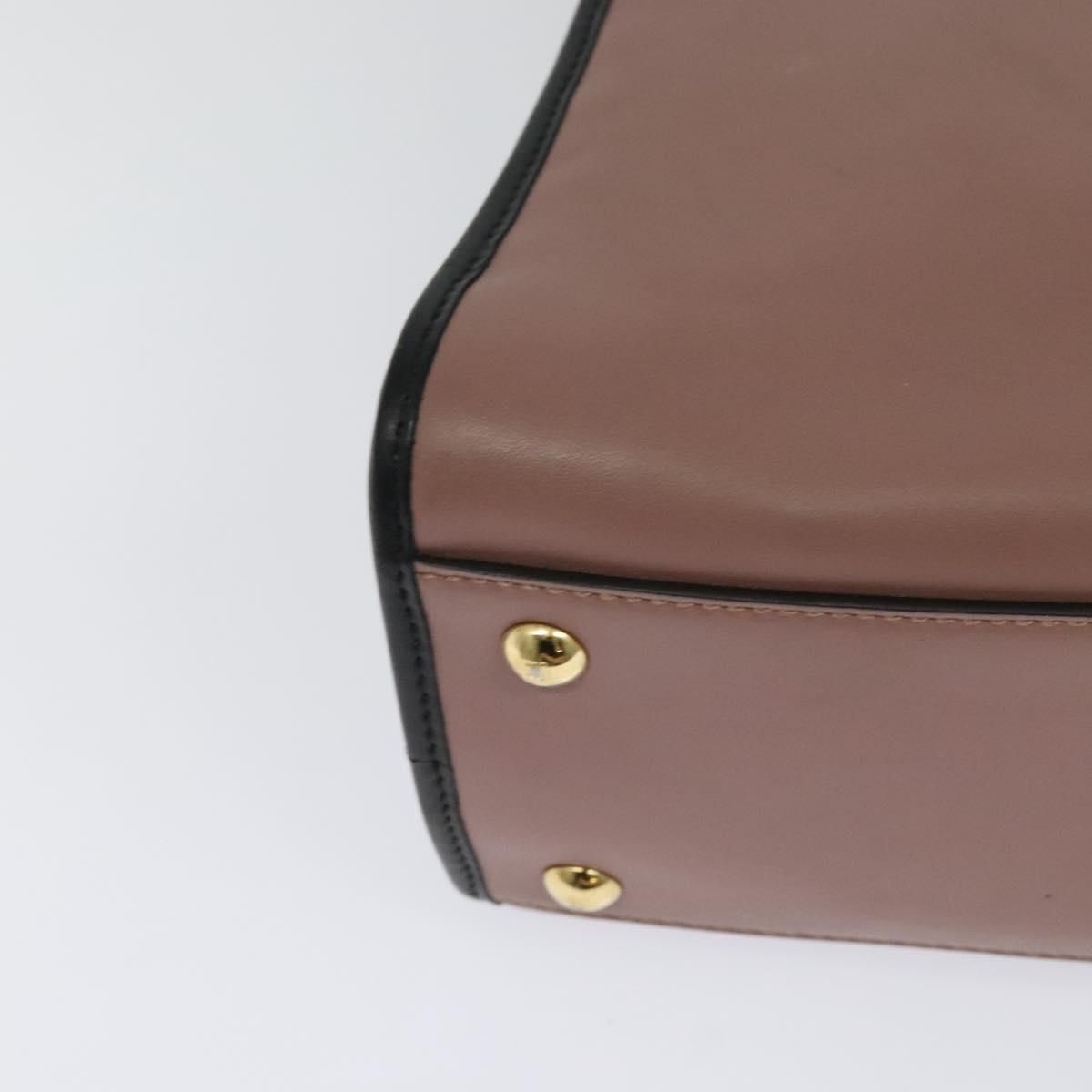Fendi Runaway Small Hand Bag Leather 2way Pink Gold Auth
