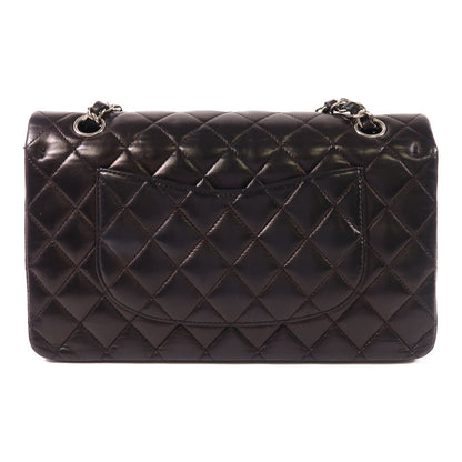 Chanel Black Sheepskin Leather Classic 25 Silver Crosshair Shoulder Bag Lambskin (sheep Leather) A