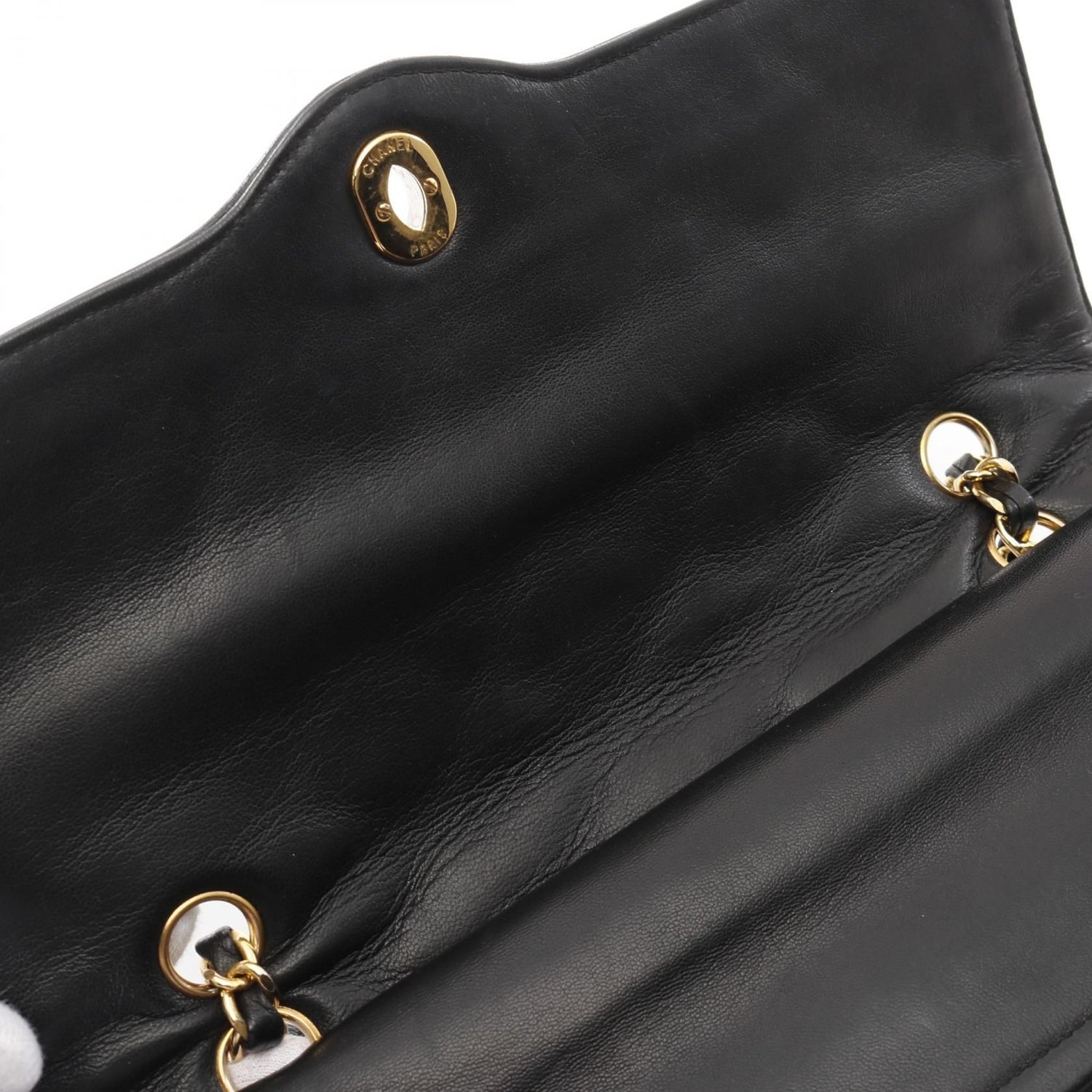 Chanel Matelasse W Flap Shoulder Bag Lambskin Black