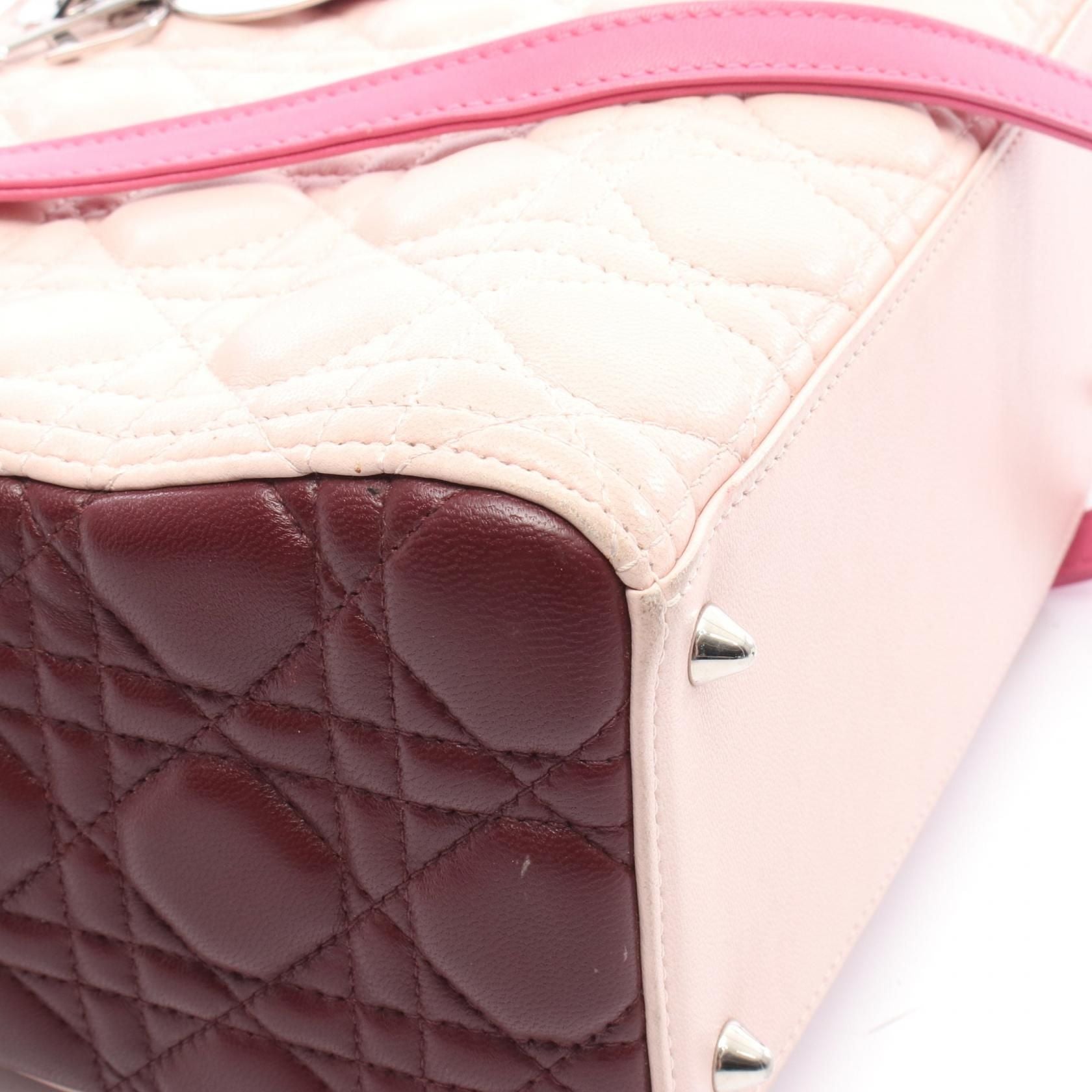 Dior Lady Dior Christian Dior Handbag Pink Bordeaux Leather