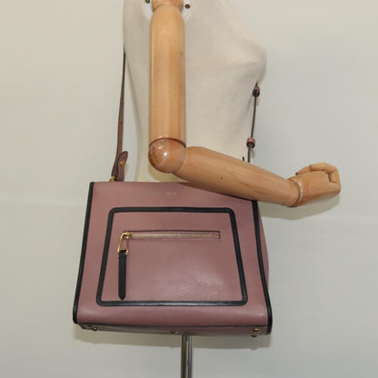 Fendi Runaway Small Hand Bag Leather 2way Pink Gold Auth