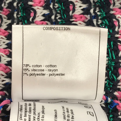 Chanel Short Sleeve Tweed Sweater Cotton Pink 36