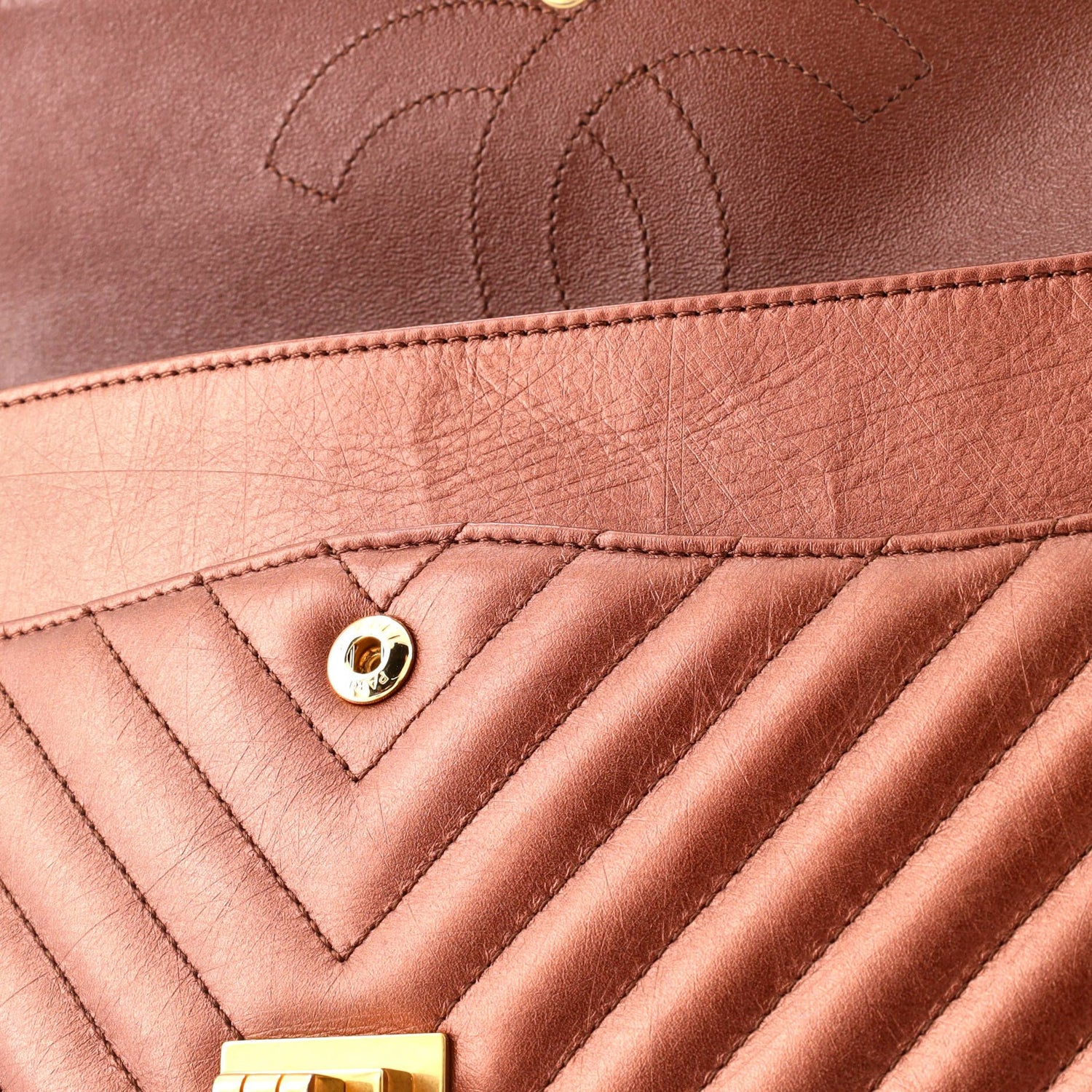 Chanel Reissue 2.55 Flap Bag Chevron Metallic Aged Calfskin 226