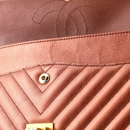 Chanel Reissue 2.55 Flap Bag Chevron Metallic Aged Calfskin 226