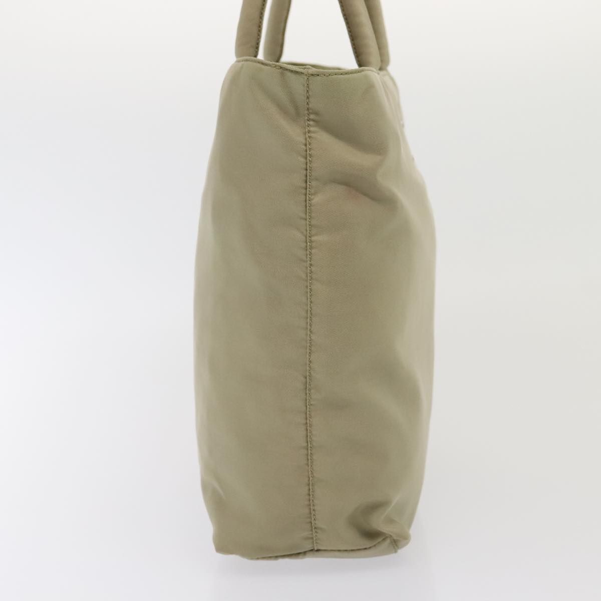 Prada Hand Bag Nylon Beige Silver Auth
