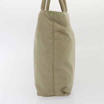 Prada Hand Bag Nylon Beige Silver Auth