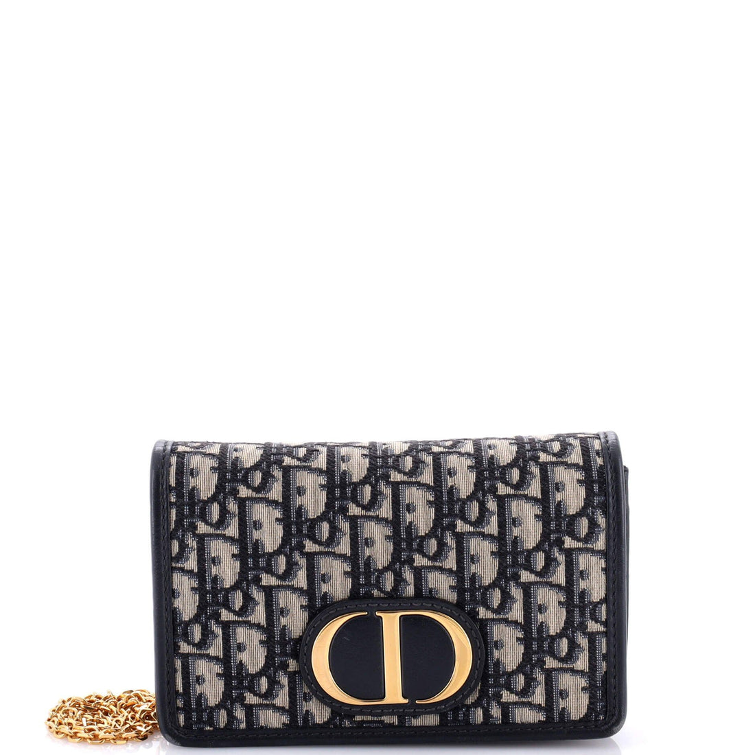 Christian Dior Dark Blue Montaigne 2-In-1 Pouch Oblique Canvas Bag