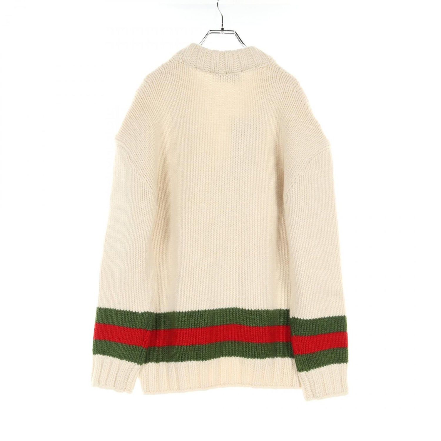 Gucci Sherry Line Cardigan Beige Green Red Wool Nylon 706735xklj 4