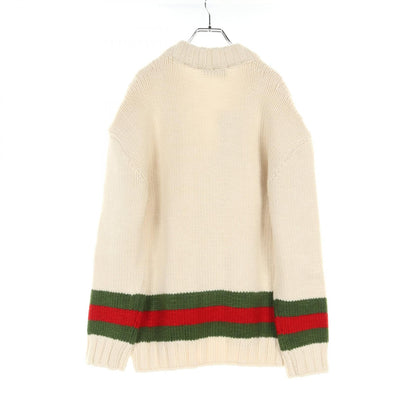 Gucci Sherry Line Cardigan Beige Green Red Wool Nylon 706735xklj 4