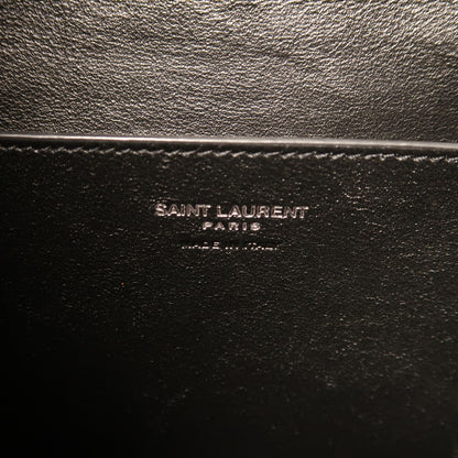 Yves Saint Laurent Cowhide Leather Sac De Jeur Silver Shoulder Bag Black Calfskin (cowhide) 480583