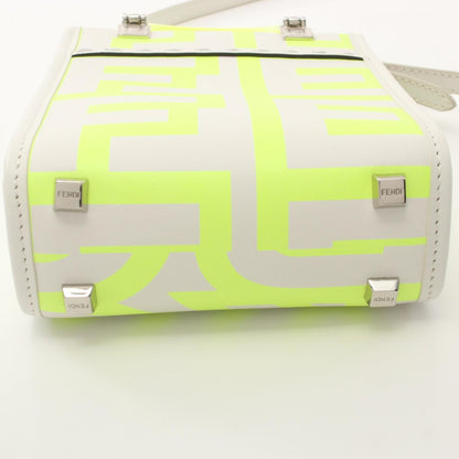 Fendi X Marc Jacobs Sunshine Shopper Mini Handbag White Yellow Leather 8bs 051