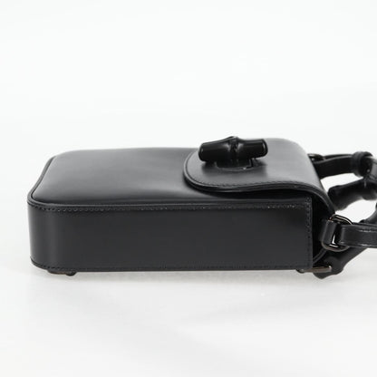 Gucci Calfskin Mini Bamboo Top Handle 3 Way Shoulder Bag Black