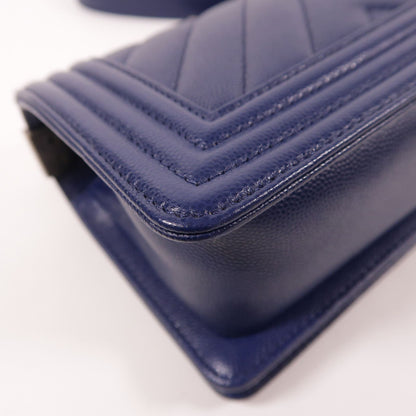 Chanel Blue Cowhide Leather Boy 7.9 Crossbody Back Bag Calfskin (cowhide)