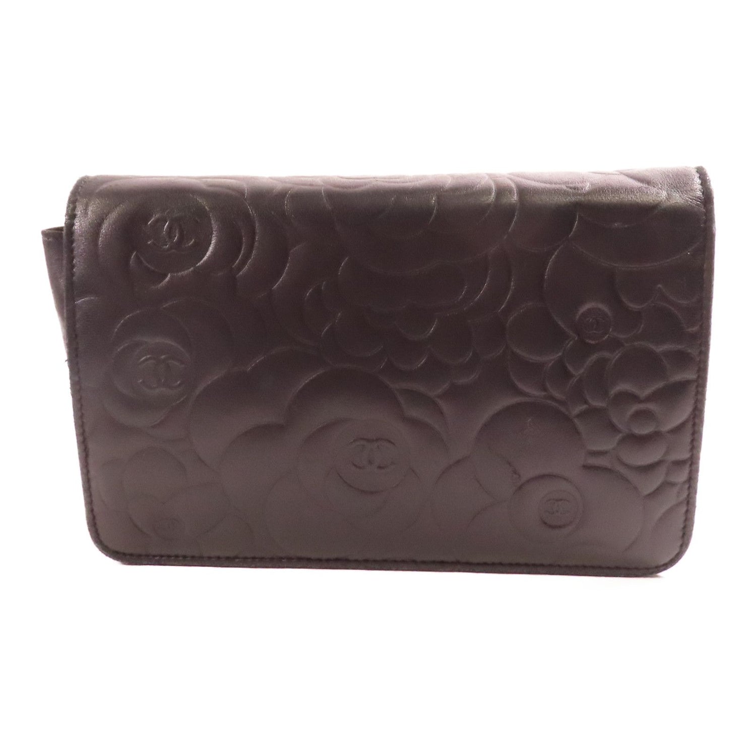 Chanel Lambskin Camellia Embossed Wallet on Chain WOC