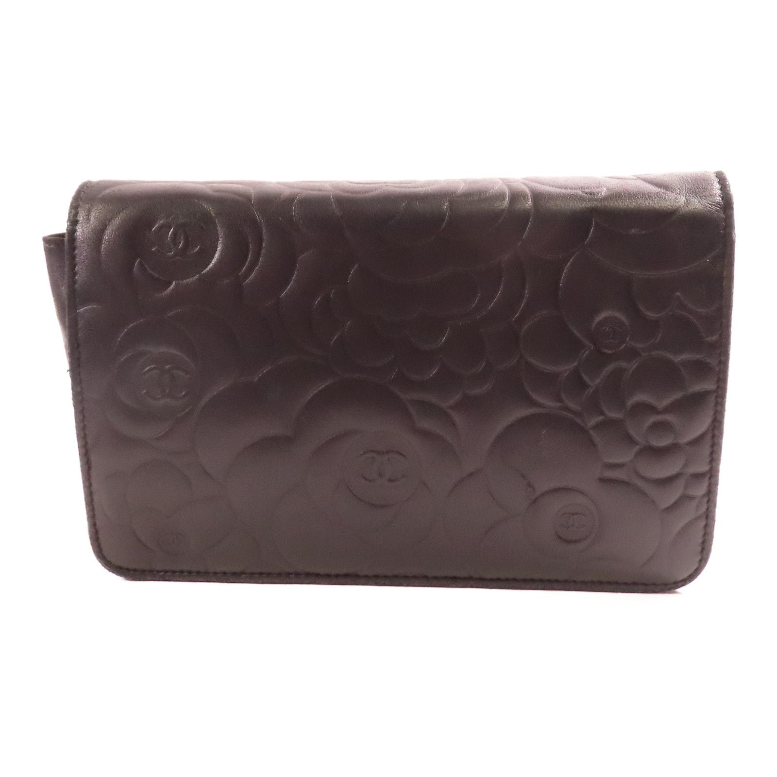 Chanel Lambskin Camellia Embossed Wallet on Chain WOC