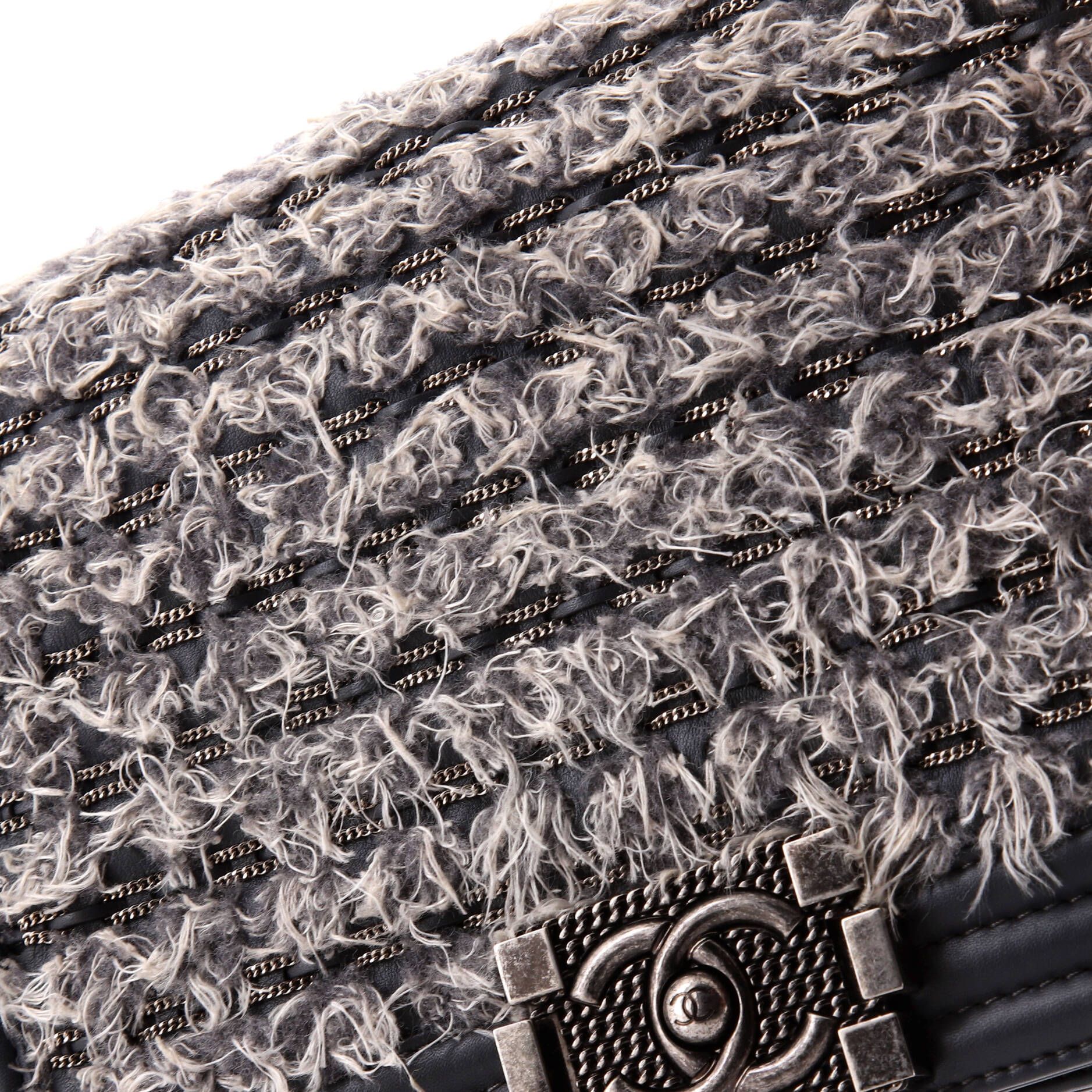 Chanel Boy Flap Bag Braided Tweed Old Medium