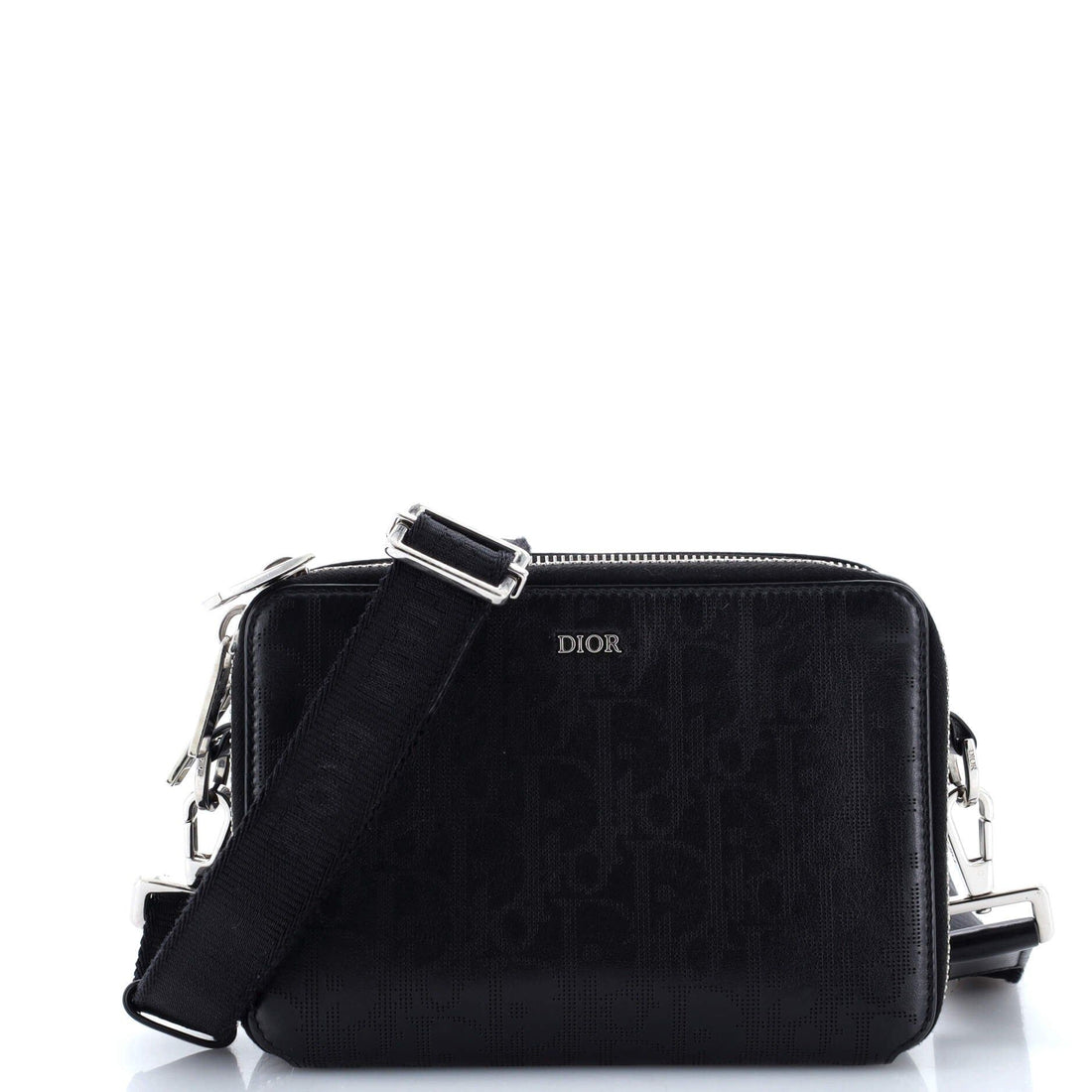 Christian Dior Double Zip Crossbody Pouch Oblique Galaxy Leather