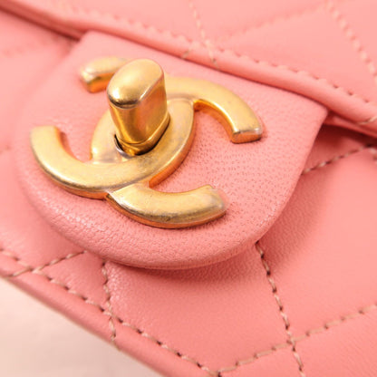 Chanel Pink Cowhide Leather Chain Shoulder Golden Shoulder Bag Powder Red Shoulder Bag Calfskin (cowhide)