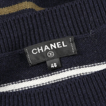 Chanel Navy Multicolor Coco Mark Knit Cashmere P 62885k 48446