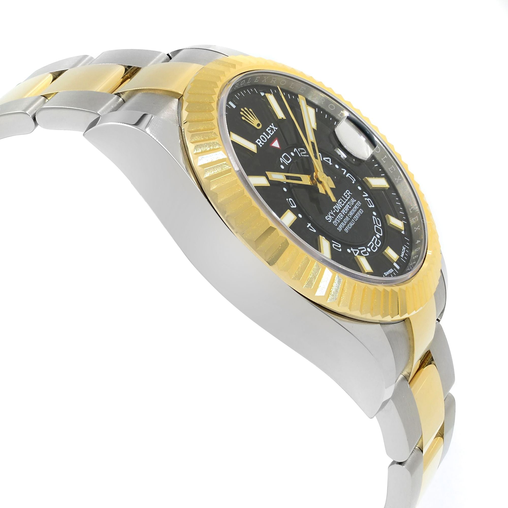 Rolex Sky-dweller Steel 18K Yellow Gold Black Dial Automatic Mens Watch 326933