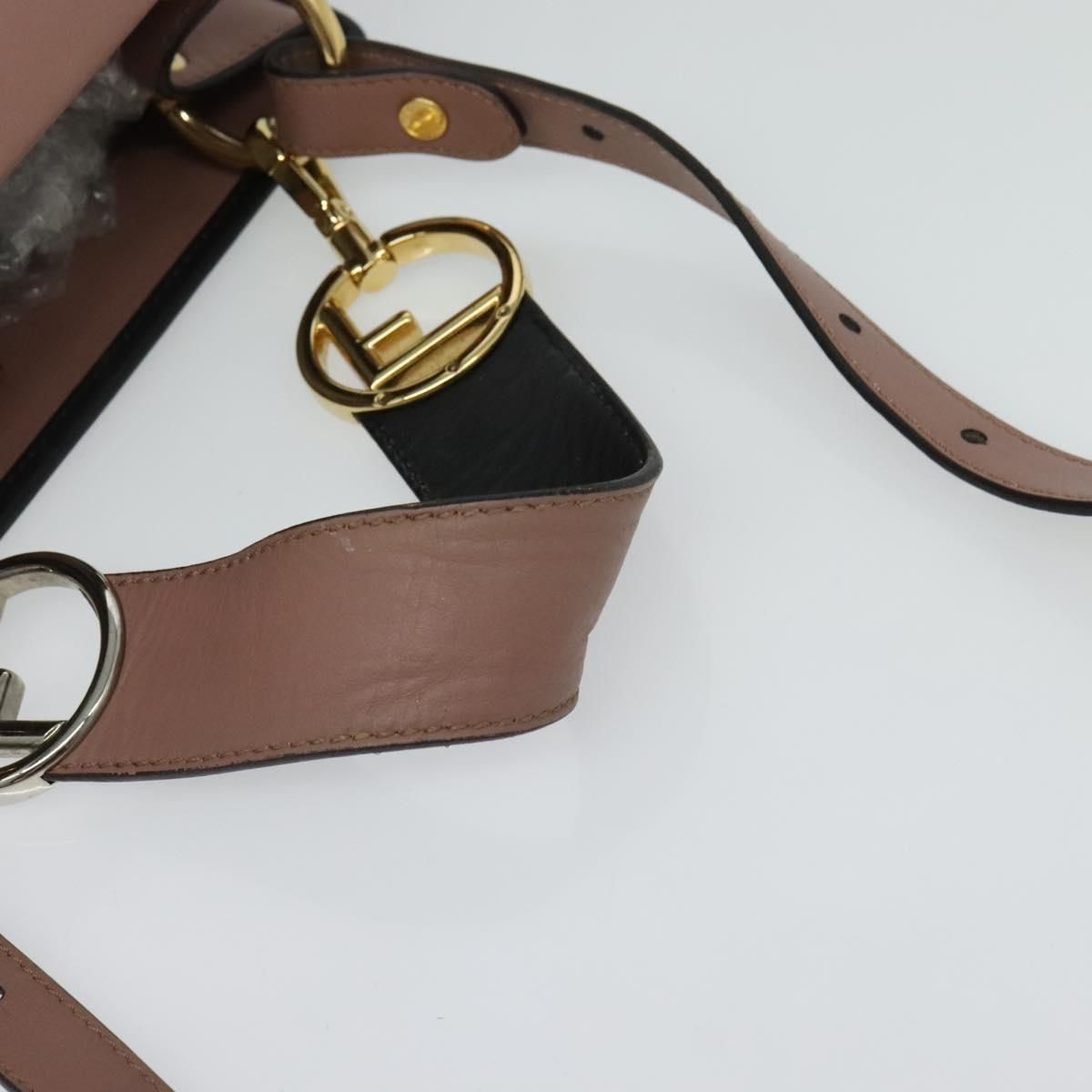 Fendi Runaway Small Hand Bag Leather 2way Pink Gold Auth