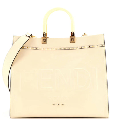 Fendi Sunshine Shopper Tote Studded Leather Medium