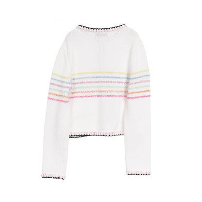 Chanel White Multicolor Coco Mark Button Knit Jacket Cardigan Cotton Nylon P 77148