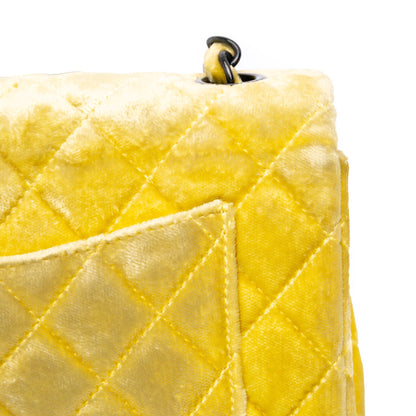 Chanel Mini Rectangular Classic Velvet Single Flap Yellow