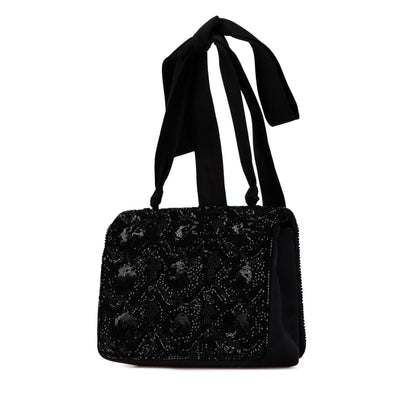 Chanel Satin Sequin Camellia Crossbody Black