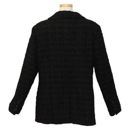 Chanel Jacket 48 Tweed Black Cc Auth
