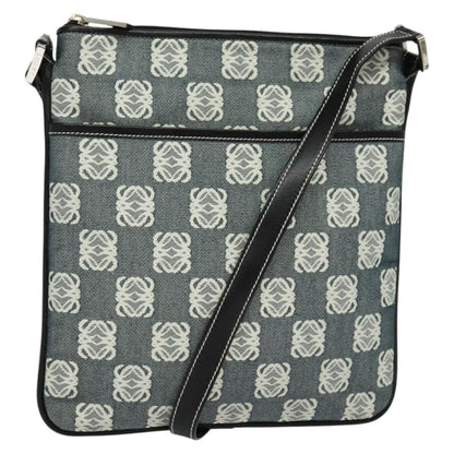 Loewe Anagram Shoulder Bag Canvas Gray Black Silver Auth