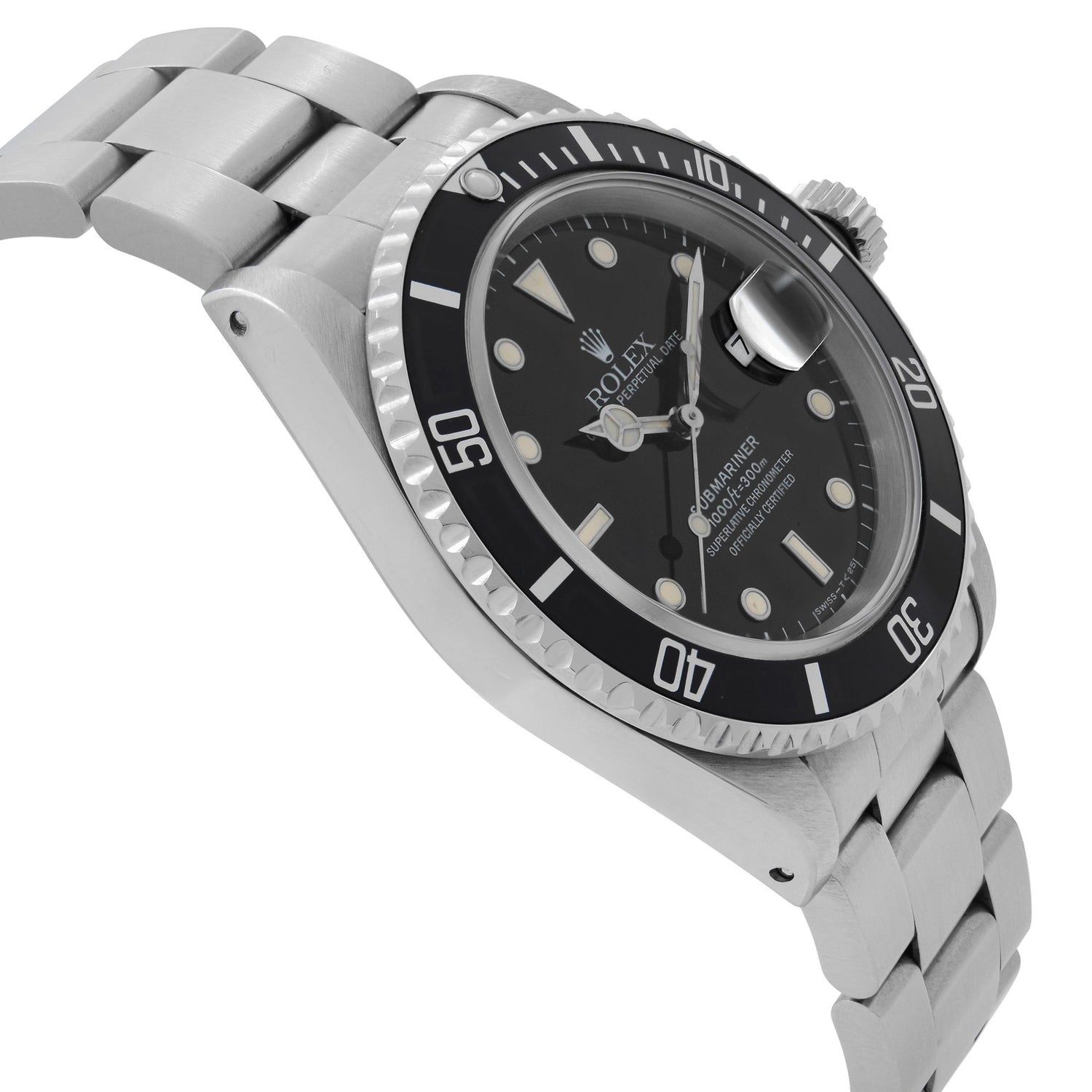 Rolex Submariner Date 40mm Holes Steel None Ceramic Black Dial Mens Watch 16610