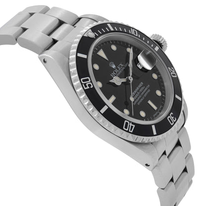 Rolex Submariner Date 40mm Holes Steel None Ceramic Black Dial Mens Watch 16610