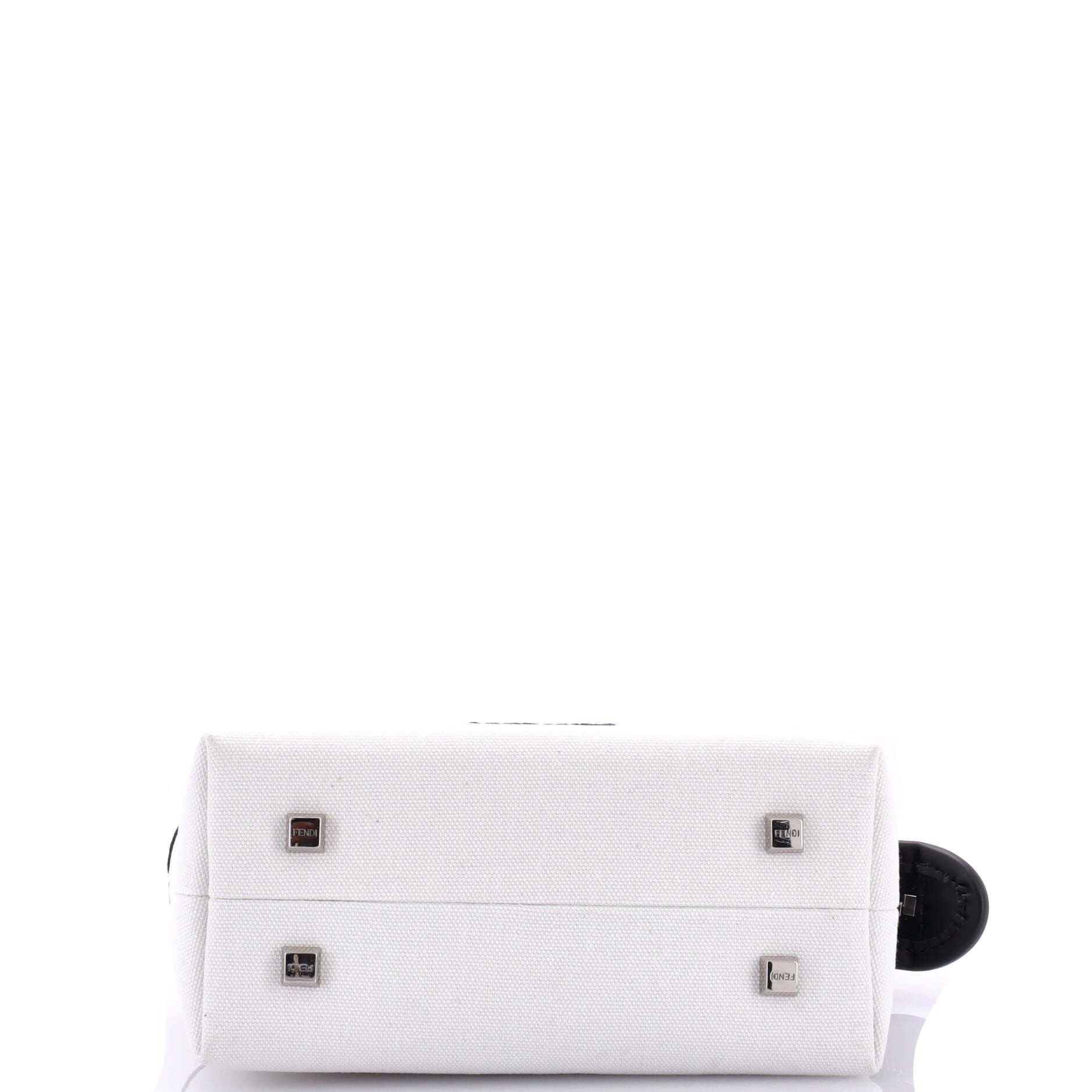 Fendi Logo By The Way Top Handle Bag Embroidered Canvas Mini