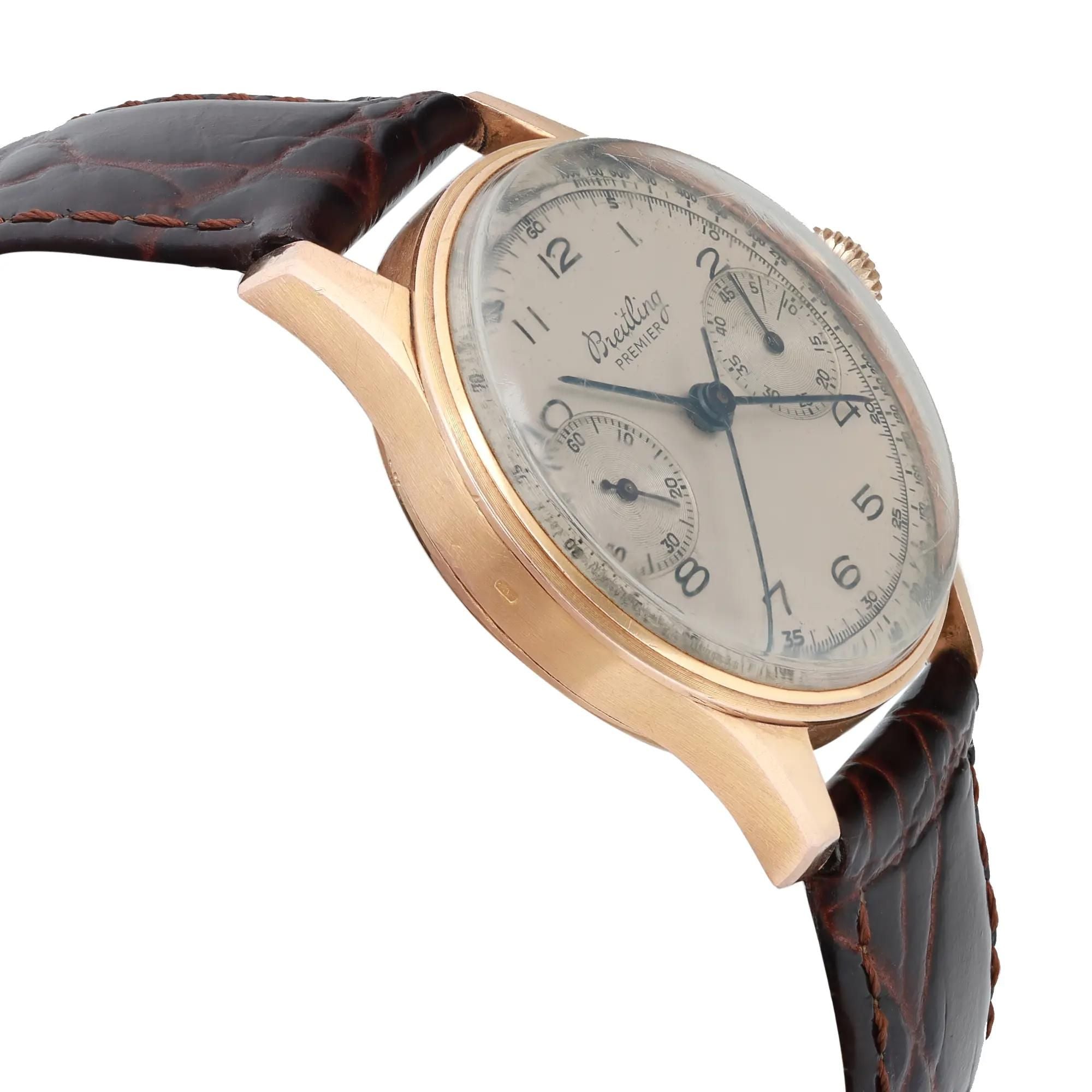 Vintage Breitling Premier 18K Rose Gold Hand Wind Vintage Mens Watch 789