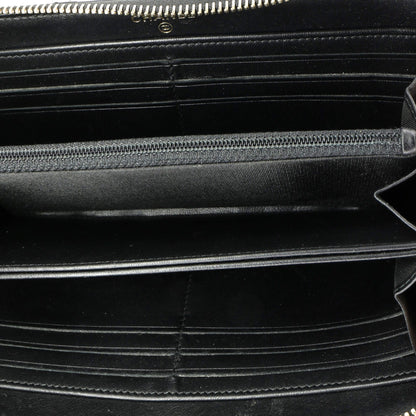 Chanel Zip Around Wallet With Pearl Chain Quilted Lambskin Long