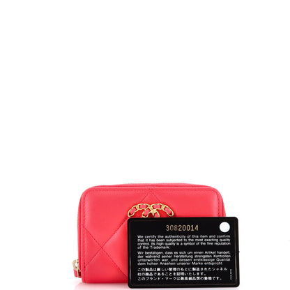 Chanel Pink Zip Coin Purse Quilted Leather