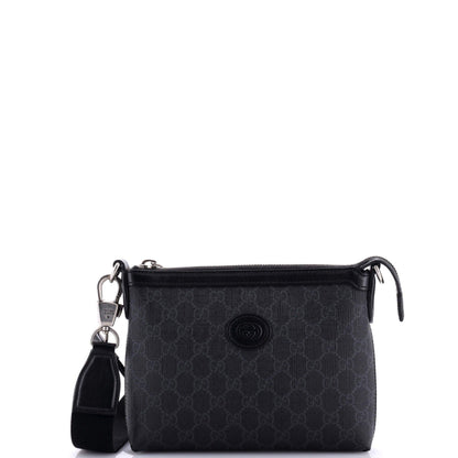 Gucci Interlocking G Patch Wristlet Messenger Bag Gg Coated Canvas Small
