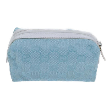 Gucci Gg Canvas Pouch Light Blue 039 1118 Auth