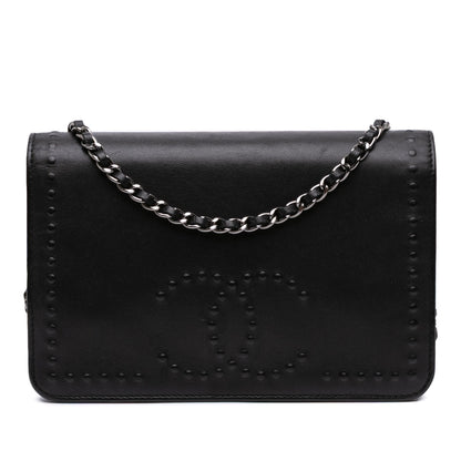 Chanel CC Embossed Lambskin Wallet On Chain Black
