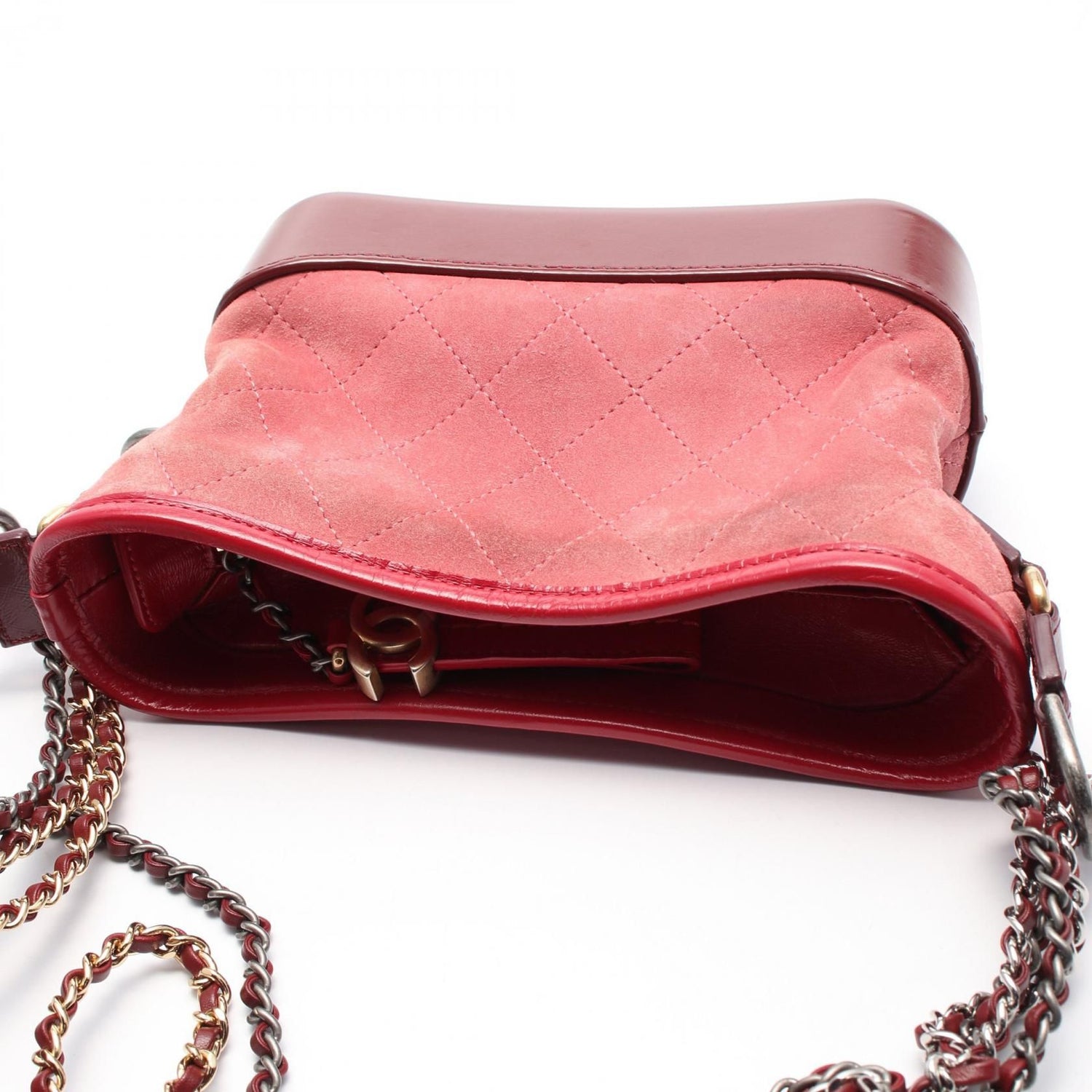 Chanel Gabriel De Small Shoulder Bag A 91810 Suede Pink Bordeaux Cc