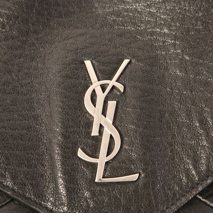 Yves Saint Laurent Cowhide Leather Sac De Jeur Silver Shoulder Bag Black Calfskin (cowhide) 480583