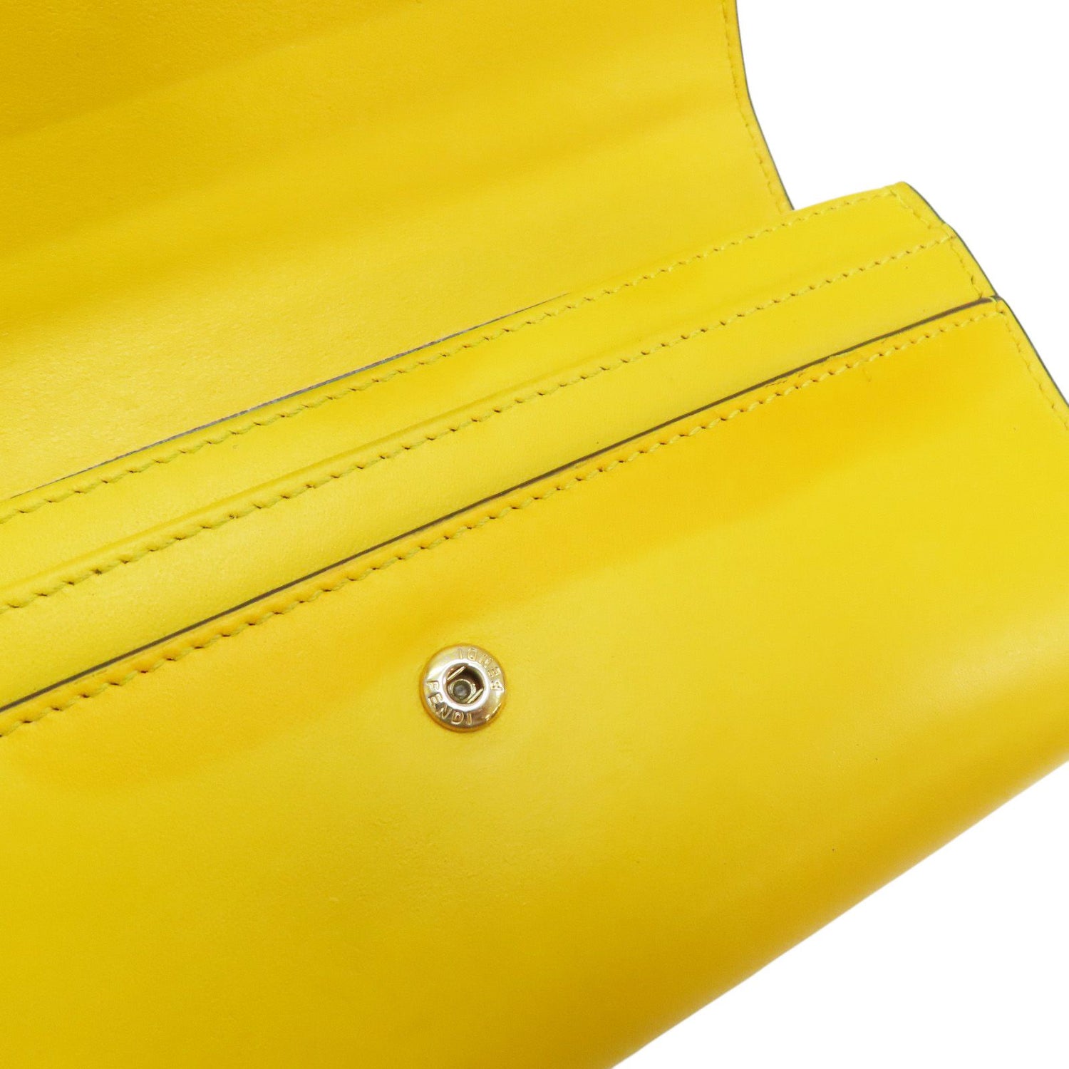 Fendi Logo Long Wallet Calfskin Yellow