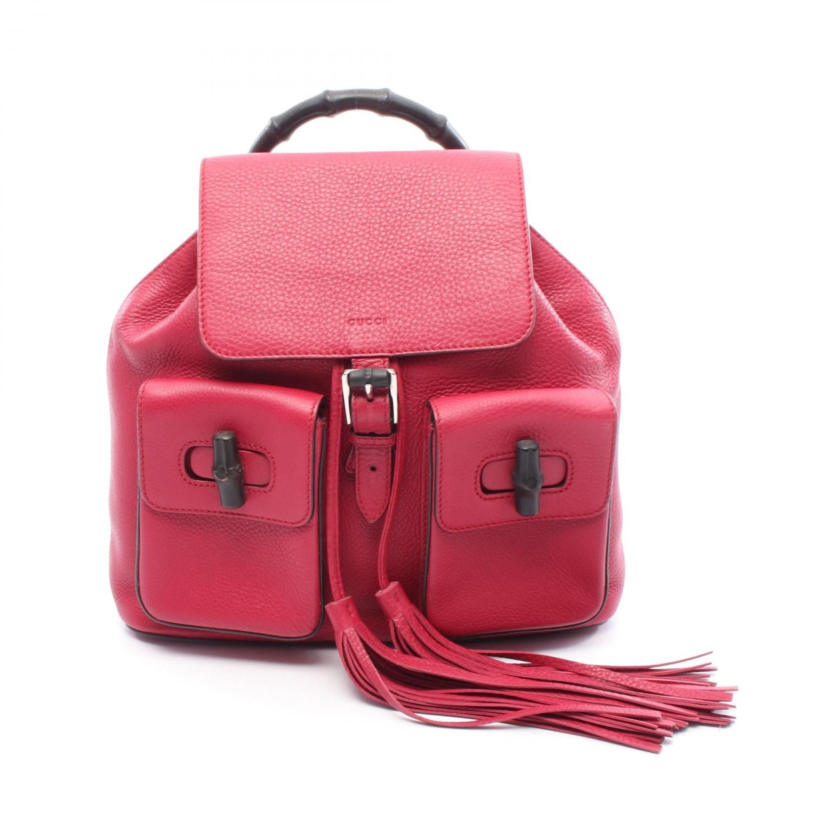 Gucci Bamboo Backpack Backpack Red Leather 370833