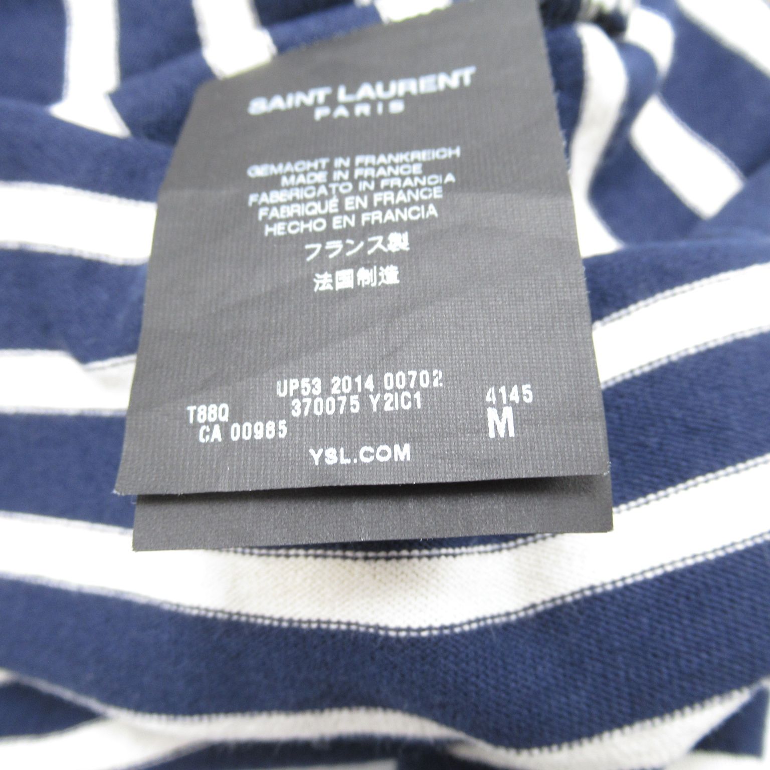 Saint Laurent Striped Long-sleeved T-shirt Cotton Blue &amp; White M