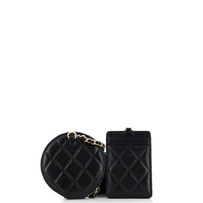 Chanel Pearl Crown Handle Multi-Pouches Quilted Lambskin