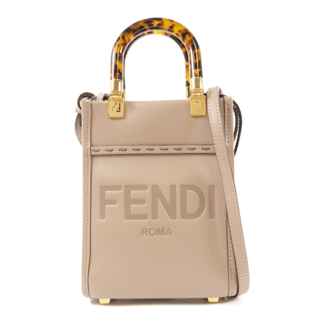 Fendi Cowhide Leather Mini Sunshine Shopper Hand-turned Shoulder Bag 2way Shoulder Bag Gray Grey Calfskin (cowhide) 8